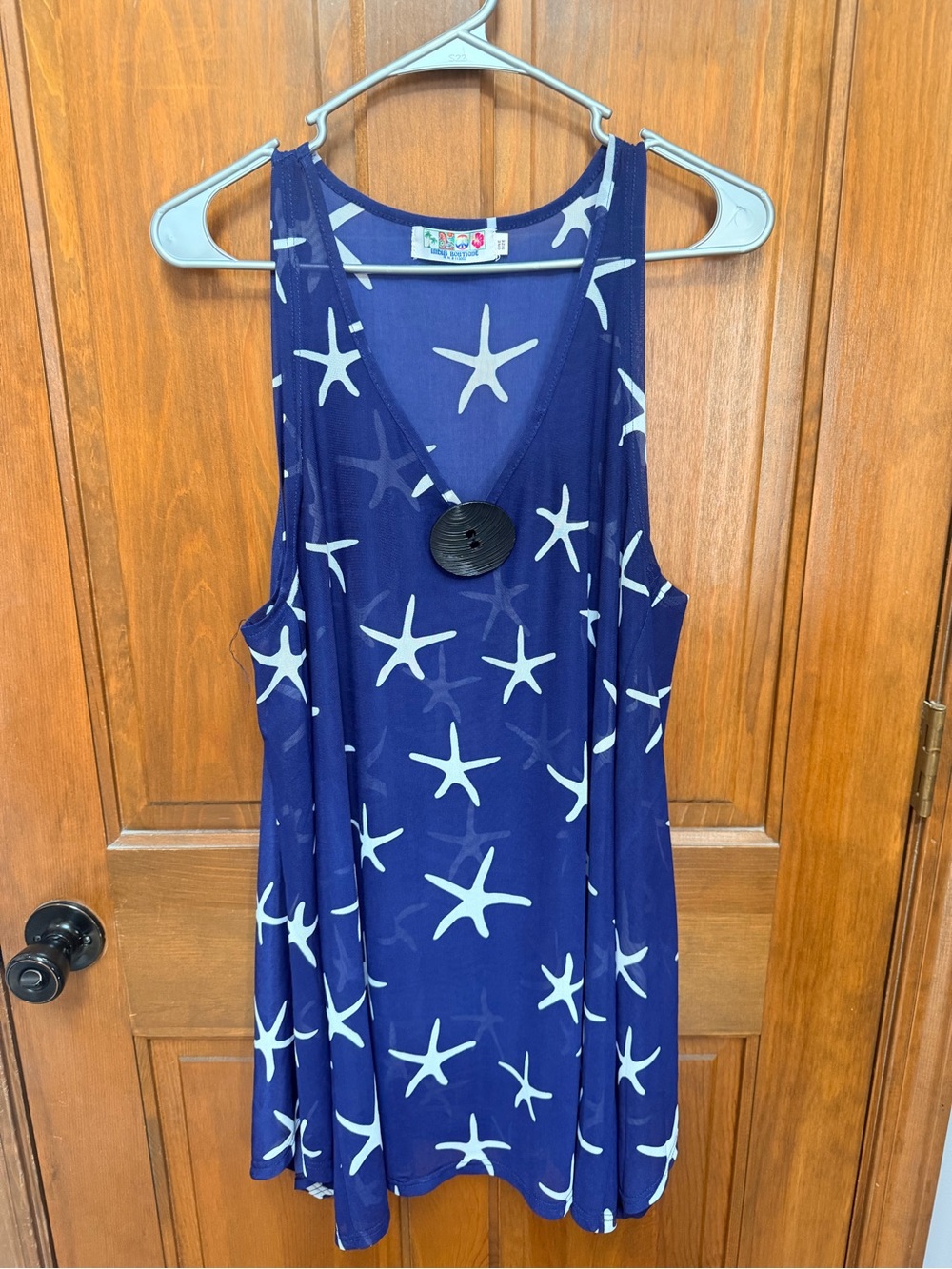 India Boutique Navy Starfish V-Neck Tunic/Cover-Up